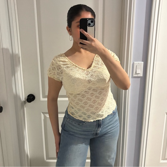 Cocomo Tops - Cocomo Cream Lace Blouse